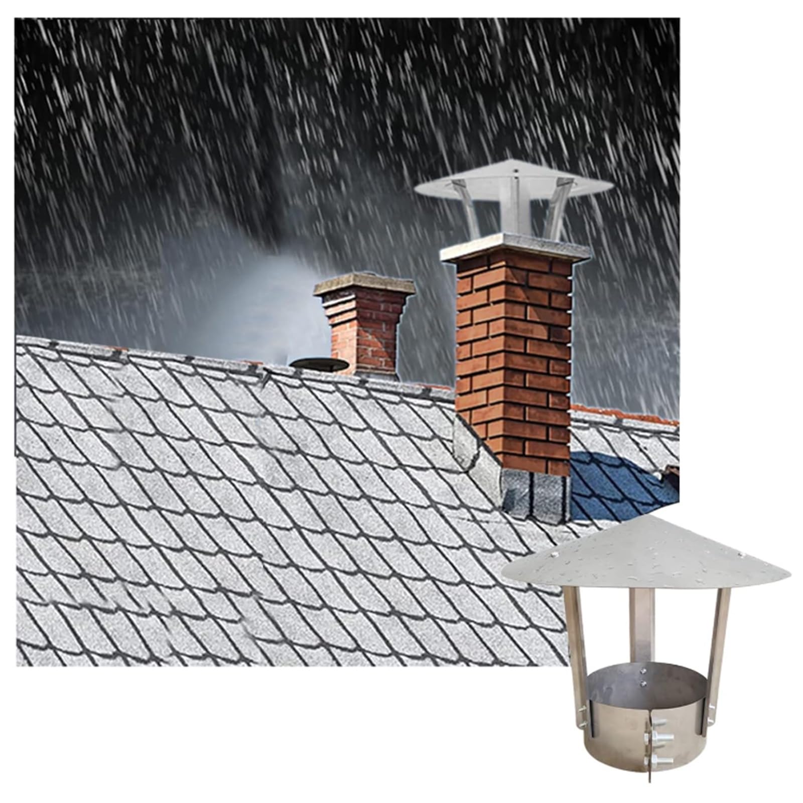 Comignolo in acciaio zincato | Diametro 8-30 cm, altezza 20-50 cm: for stufe, caminetti, canne fumarie, tubi di forni.
