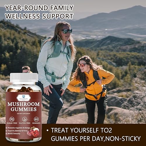 Miniatura 6 de Gomitas orgánicas de hongos con hongo melena, reishi, cordyceps, gomitas de hongo melena de león para adultos, refuerzo del cerebro, apoyo