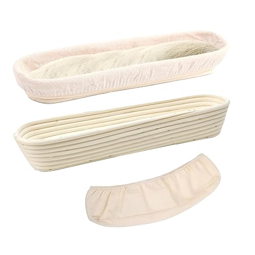 Banneton Bread Proofing Basket, 15" Baguette Sourdough Basket with Liner