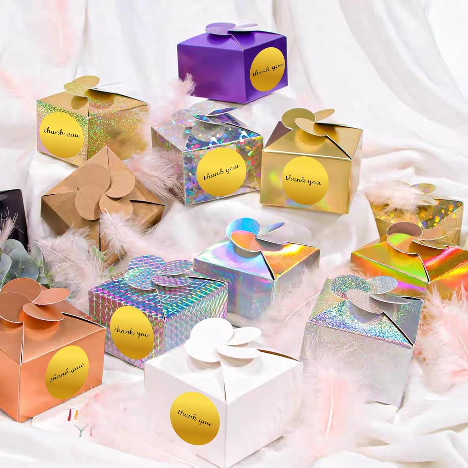 Holographic Thermal Labels 2 inch, Round Thermal Printer Labels, Circle Direct Thermal Stickers for DIY Logo Design, Name Tag, Compatible with Rollo&MUNBYN (300Pcs, Gold) - Image 4