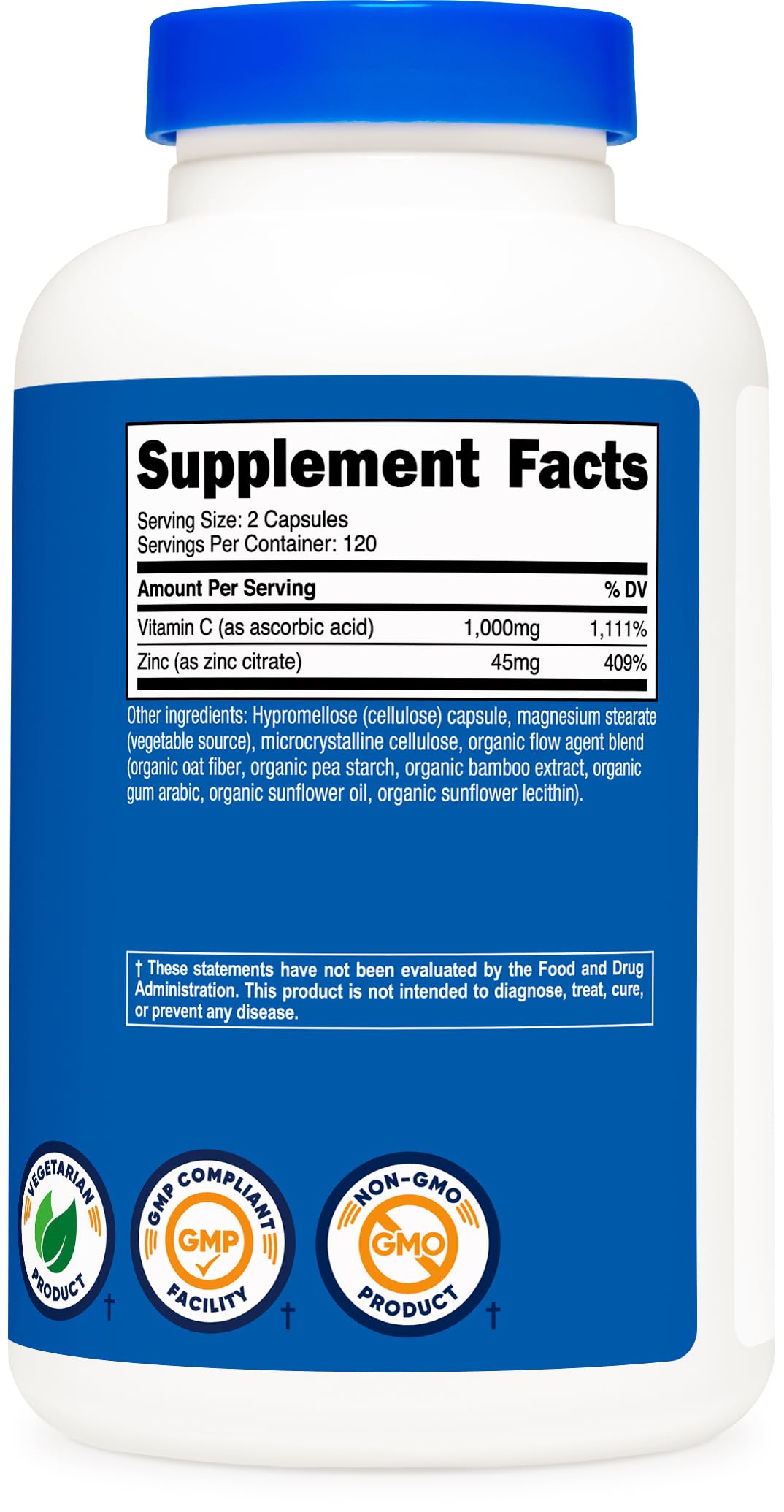 Nutricost Vitamin C with Zinc Capsules, 120 Servings, Gluten Free, GMO-Free — Amazon image 5