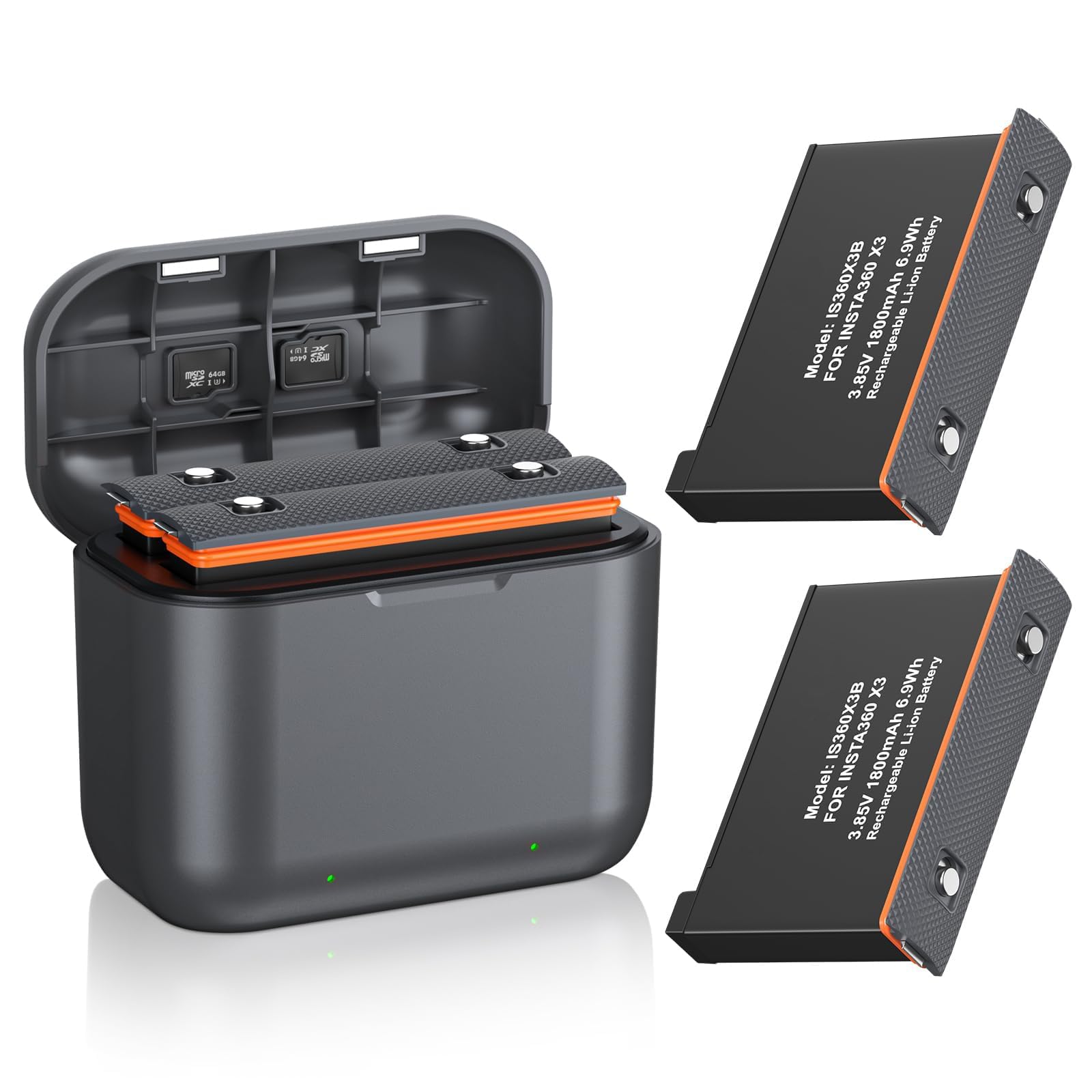 NALACAL 2 Packs Replacement for Insta 360 x3 Battery 1800mAh and Dual Slot USB Fast Charger Hub Compatible with Insta360 X3 Action Camera High Capacity Electric Core (Fully Compatible with Original)
