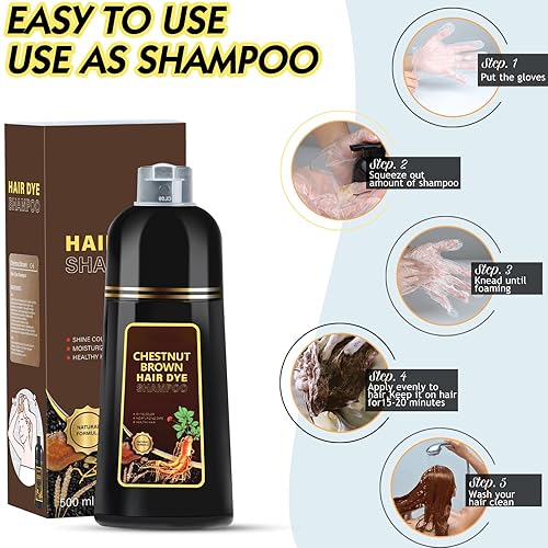 Miniatura 4 de Sminktec Champú de tinte para el cabello castaño 3 en 1, champú a base de hierbas, tinte para el cabello para mujeres y hombres, champú de cobertura