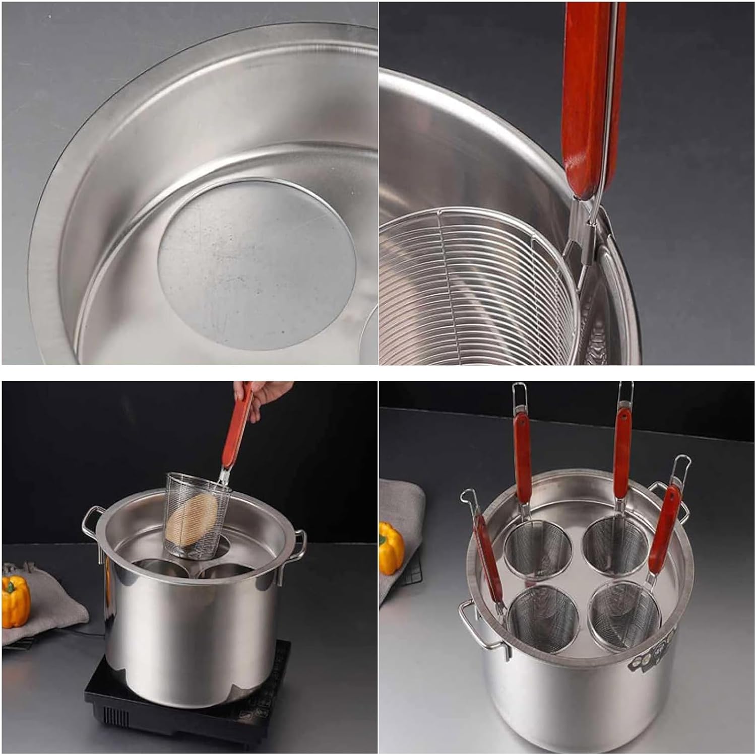 6穴イタリアンパスタ調理器セット、麺類、餃子用ステンレススチール穴あき調理ツール