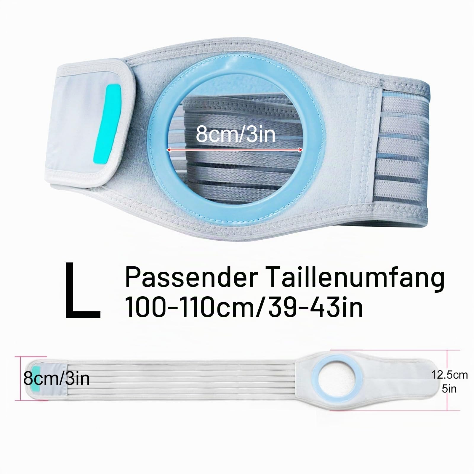 Stoma Gürtel, Verstellbarer Stomagürtel für Männer und Frauen, Universell Einsetzbar für Links und Rechts, Atmungsaktives Material, Bequem für Die Postoperative Versorgung Nach Operationen(L)