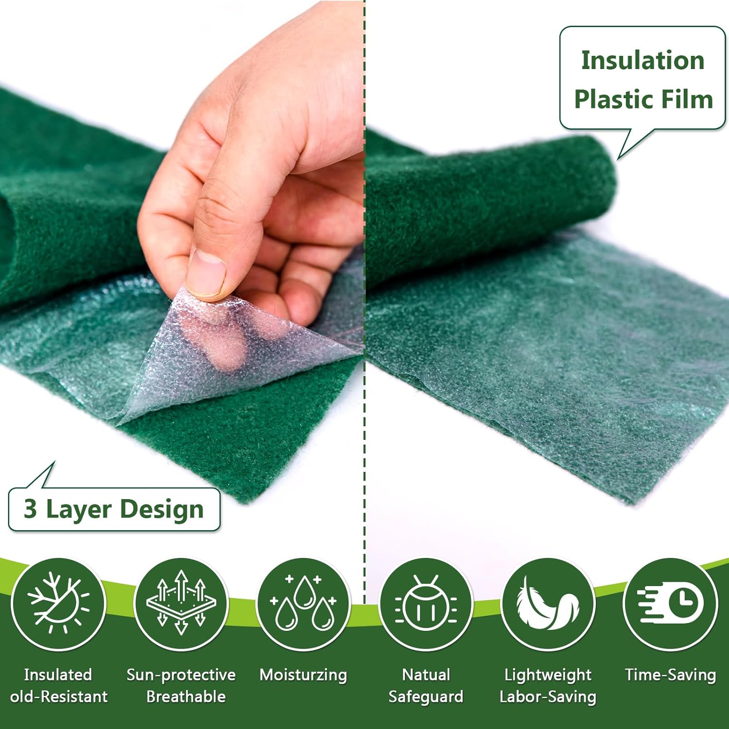 65Ft Tree Wrap 4 Pack(Total 260Ft), 3-Layer, 4.7" Width, Trunk Protector, Breathable Sunscreen, Heat Preservation, Easy to Handle & Stylish Design