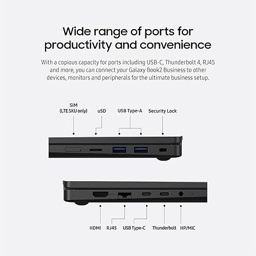 Miniatura 9 de SAMSUNG Computadora portátil Galaxy Book2 de 14 pulgadas, i7-1270P  32GB  1TB, Windows 11 PRO, procesador Intel vPro de 28W de 12 generación con