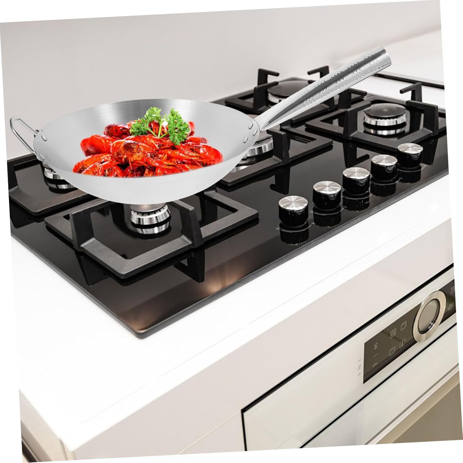 DECHOUS 1pc Non-magnetic Sanding Wok Nonstick Wok Pot No Coating Frying Pan Non Stick Egg Pan Sauce Pan Japanese Restaurant Frying Pan Long Handle Induction Cooker Pot Stainless Steel