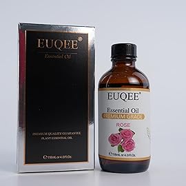 EUQEE Rose Essential Oil 118mL Large Capacity Rose Oil Premium Essential Oil with Glass Dropper for Diffuser, Soap & Candle Making, Aromatherapy - 4Fl. Oz