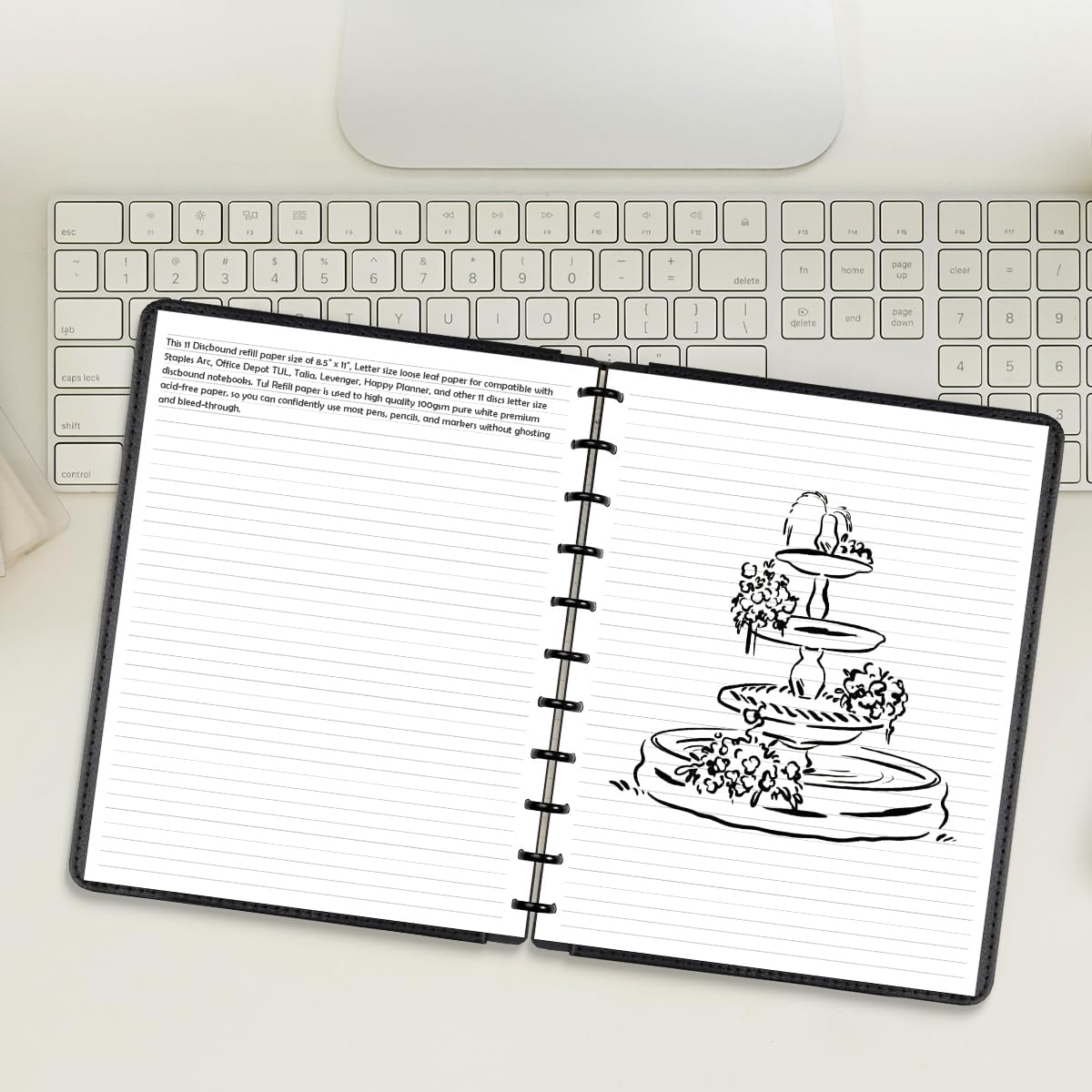 (3-Pack) Letter Size Discbound Refill Paper, 11 Disc Paper Refill for Note-Taking System Discbound Planner, 300Sheets / 600Pages Discbound Paper, 100gsm, White, 8.5'' x 11''