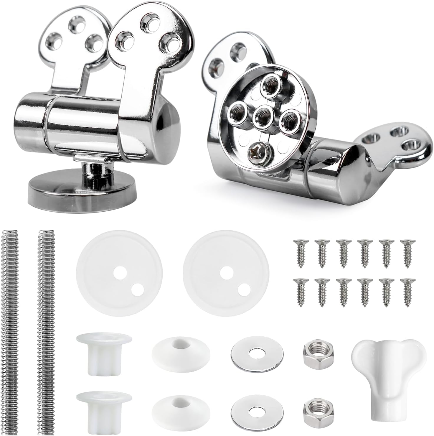 Fanmitrk Toilet Seat Hinge-Zinc Alloy Soft Close Toilet Seat Fittings,Replacement Hinge with Fittings and Repair Parts, for Most Wooden Seat (XHJHJ02)
