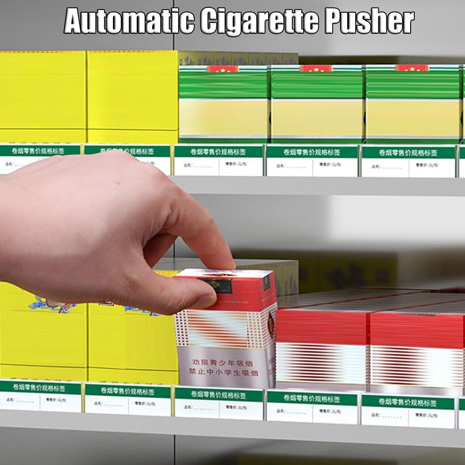 Espositore automatico per sigarette con porta scorrevole e porta dispenser di sigarette e pusher sicuro portasigarette, 38,5 x 17,3 x 45 cm