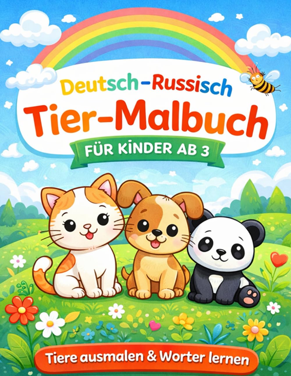 Deutsch - Russisches Tier-Malbuch für Kinder ab 3 Jahren: Tiere ausmalen & spielerisch Wörter lernen