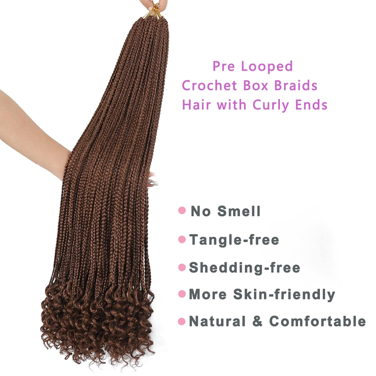8 Packs 30 Inch Crochet Box Braids Hair with Curly Ends #30 Pre Looped Crochet Braids Box Braids Crochet Hair Goddess Box Braids Crochet Hair Extensions Braiding Hair