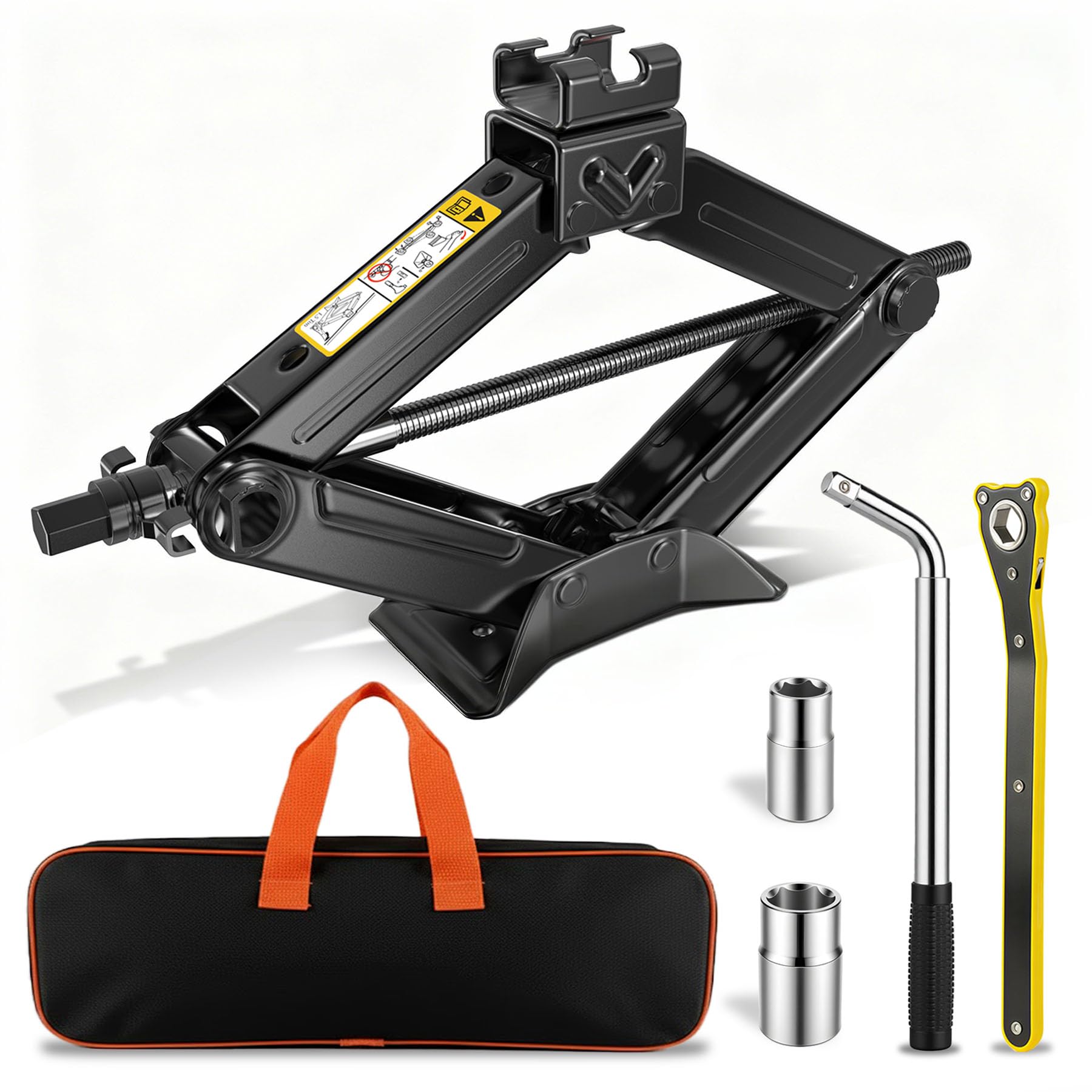 Gato Hidraulico para Coche, 1.5T Kit de Gato para Coche, Completo con Llave de Trinquete y Palanca Telescópica para Neumáticos, Gato Portátil para Coches Berlinas Furgonetas y SUV