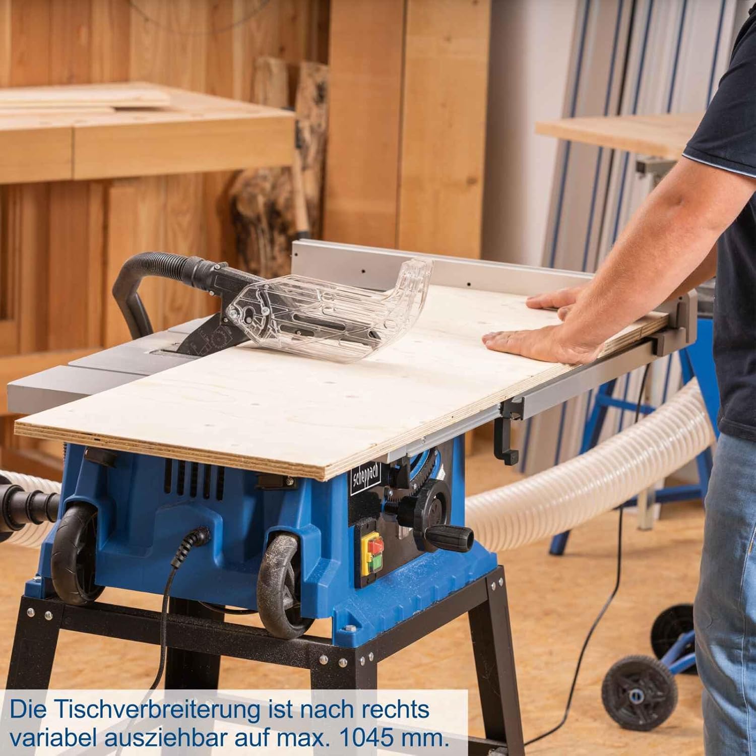 Table saw with extended right table