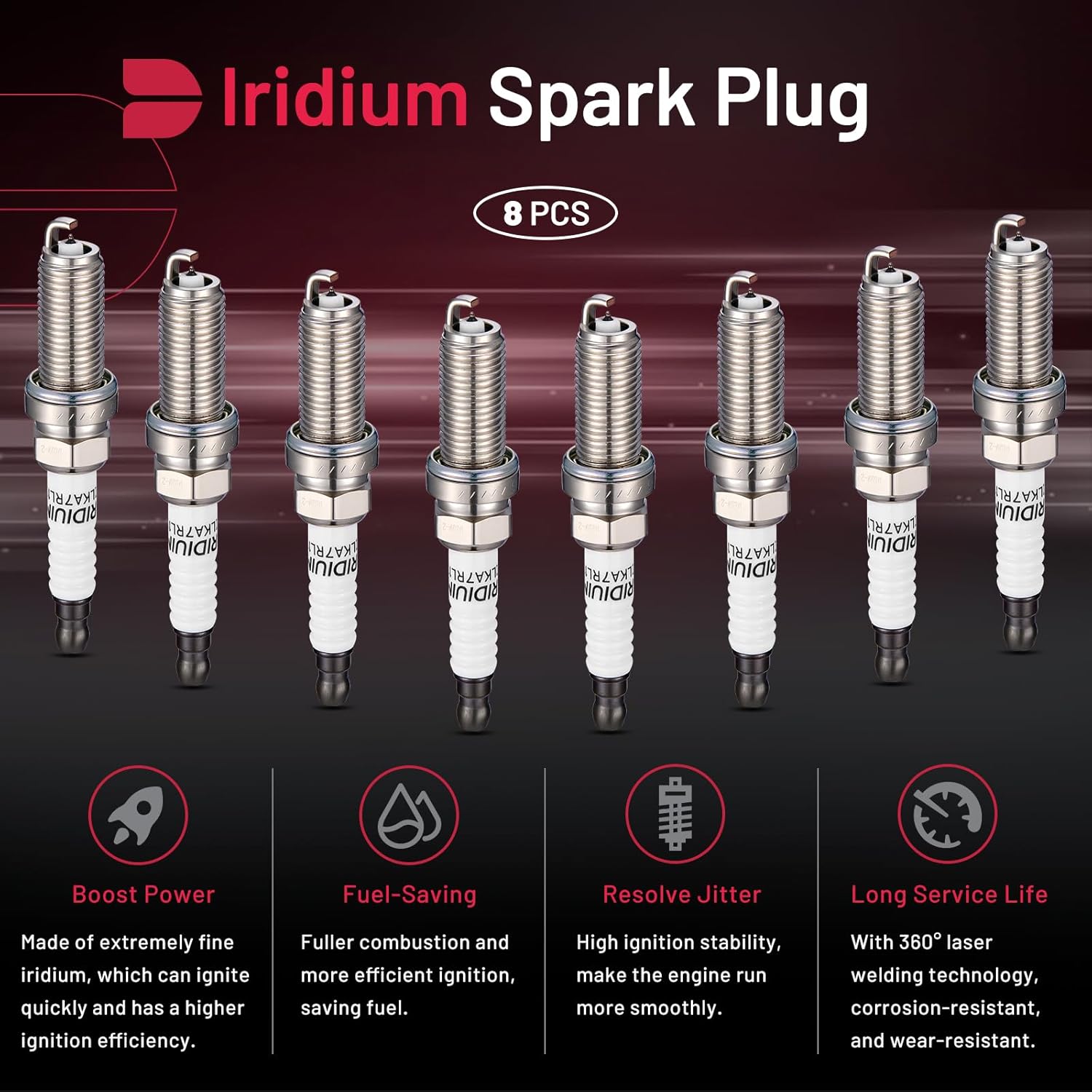 BDFHYK 93501 Iridium Spark Plugs Compatible with Nissan TITAN Altima Armada NV2500 NV3500, Compatible with INFINITI QX56 QX60 QX80 M56,CX-3 Replacement for LKAR7BIX11S Set of 8