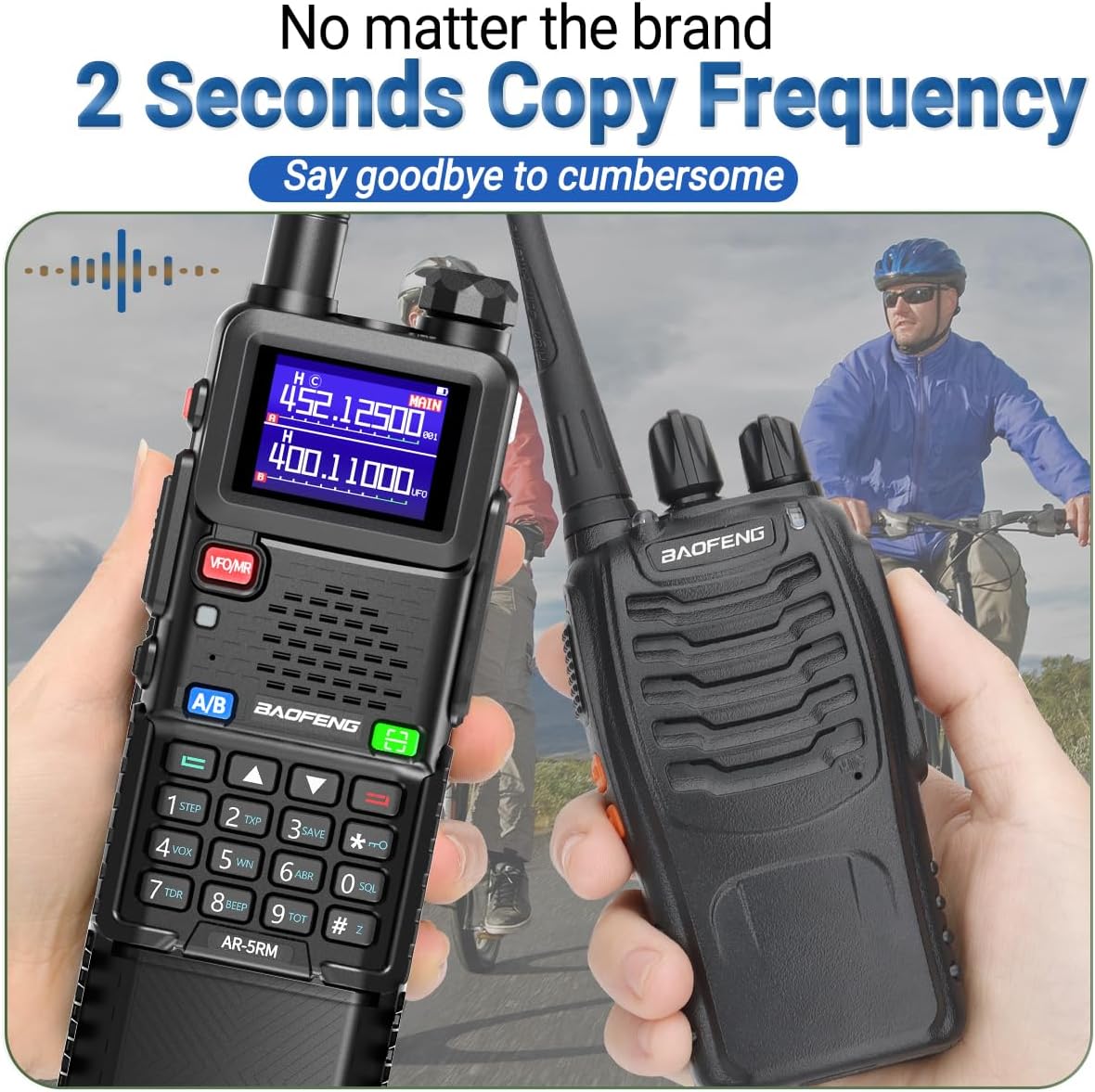 Baofeng Radio Ham Radio Long Range 10W 5RM Handheld Two Way Radio NOAA Weather Radio DTMF Walkie Talkies Copy Frequency 999CH USB-C Charger 3800mAh Battery Survival Gear (2 Pack)