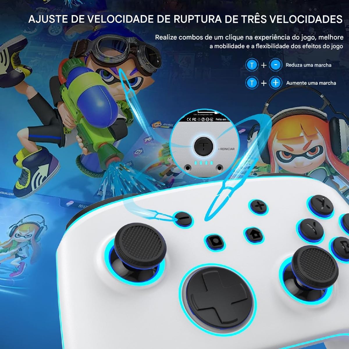 Gambar anu nunjukkeun pangaturan turbo tilu kecepatan pikeun gamepad