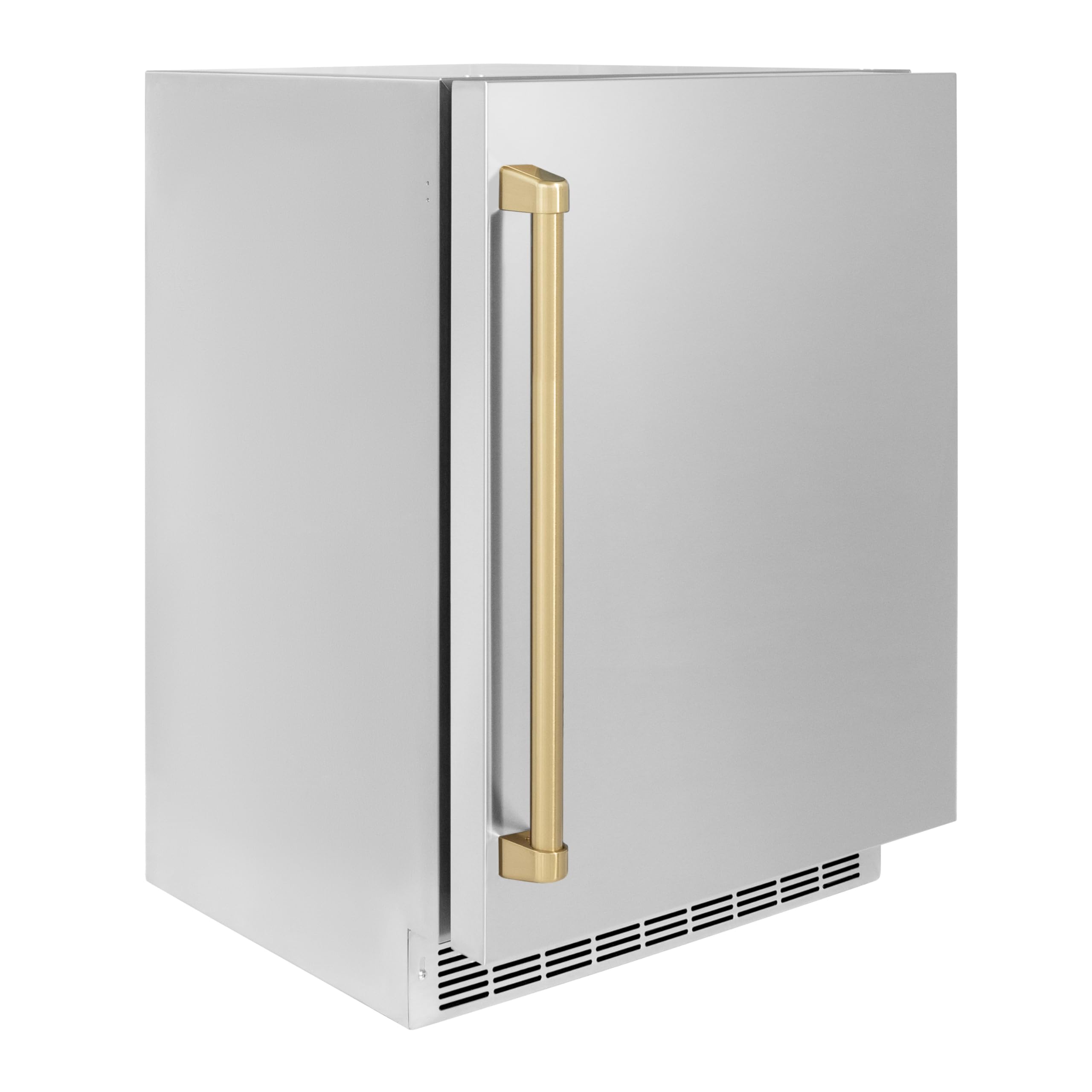 ZLINE Autograph Edition 24 in. Touchstone 151 Can Beverage Fridge With Solid Stainless Steel Door And Champagne Bronze Handle (RBSOZ-ST-24-CB) on Fridge.com