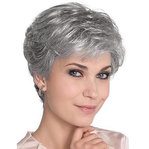 GNIMEGIL Silver Grey Wigs for Senior Women Hair Elderly Wig