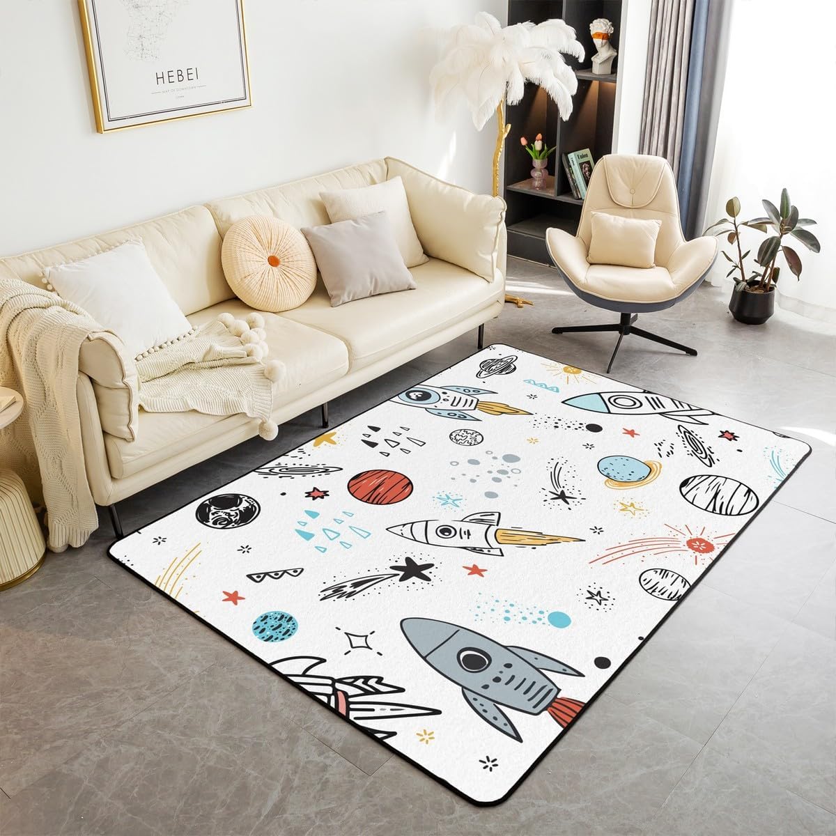 Erosebridal Space Theme Living Room Rugs 3x5 Outer Space Area Rug for Girls Boys Galaxy Carpet Solar System Indoor Floor Mat Universe Themed Bedroom Decor Decorative Accent Rug for Teens Kids