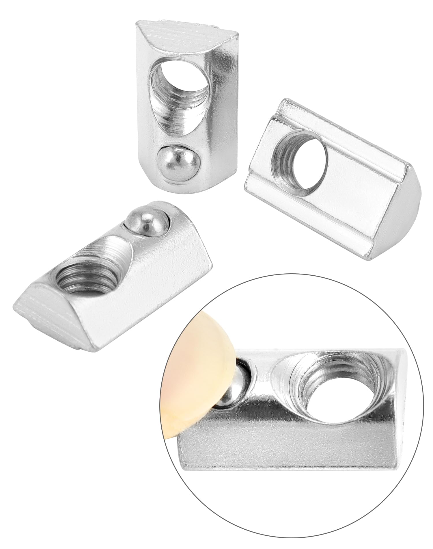 QWORK® 100PCS Écrous Coulissants avec Boule M8 Rainure 8mm pour Profilés Aluminium Série 4040/4080 - Acier Galvanisé