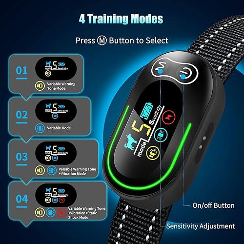 Miniatura 2 de AKUVU - Collar antiladridos inteligente recargable para perros, collar de entrenamiento antiladridos con sensibilidad ajustable, choque de vibración