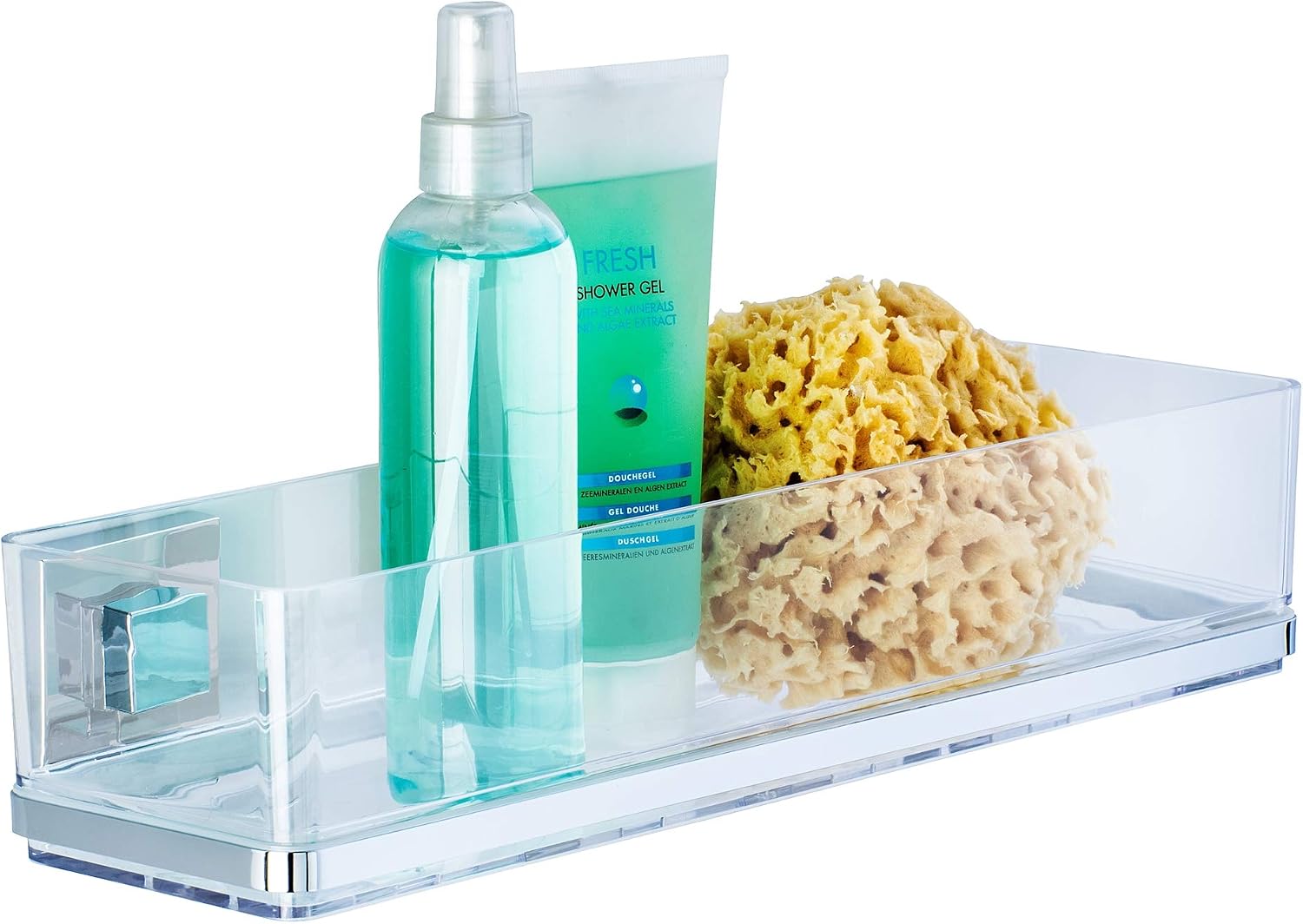 WENKO 22685100 Vacuum-Loc® wall shelf Maxi Quadro, Stainless steel, 38.5 x 8.5 x 14.5 cm, Shiny, Silver Shiny, 14.5 x 38.5 x 8.5 cm