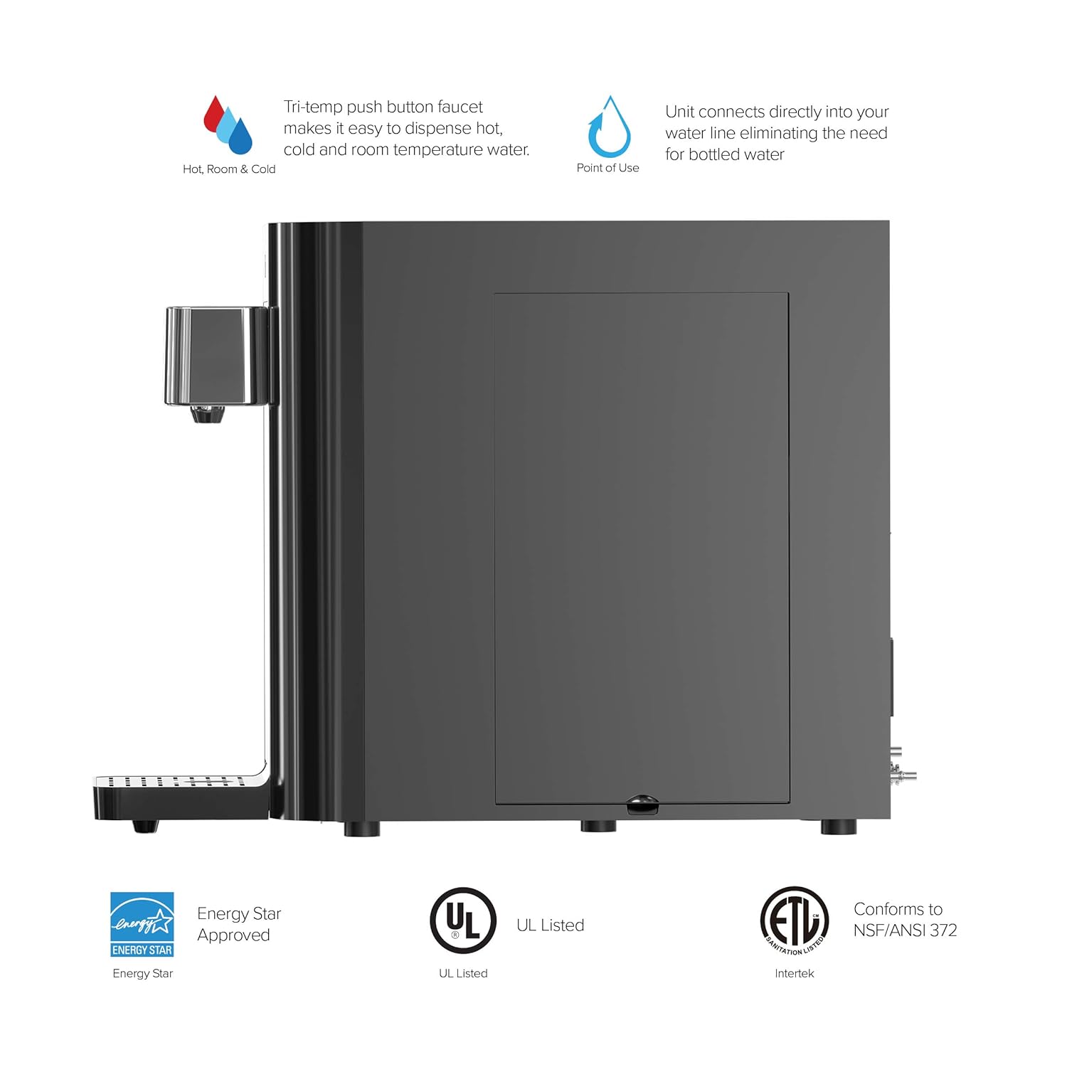 Brio Self-Cleaning Countertop Bottleless Water Cooler Dispenser - with 2-Stage Water Filter and Installation Kit, Tri Temp Dispense, UV Cleaning - Black: Tools & Home Improvement