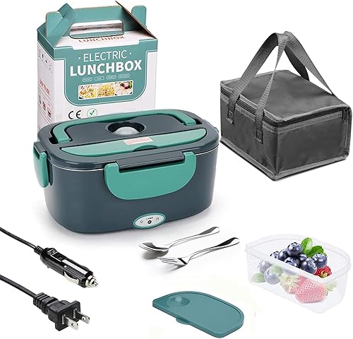 VANEME Fiambrera eléctrica calentador de alimentos, calentador de alimentos portátil de 110 V12 V24 V para automóvil y hogar, a prueba de fugas,