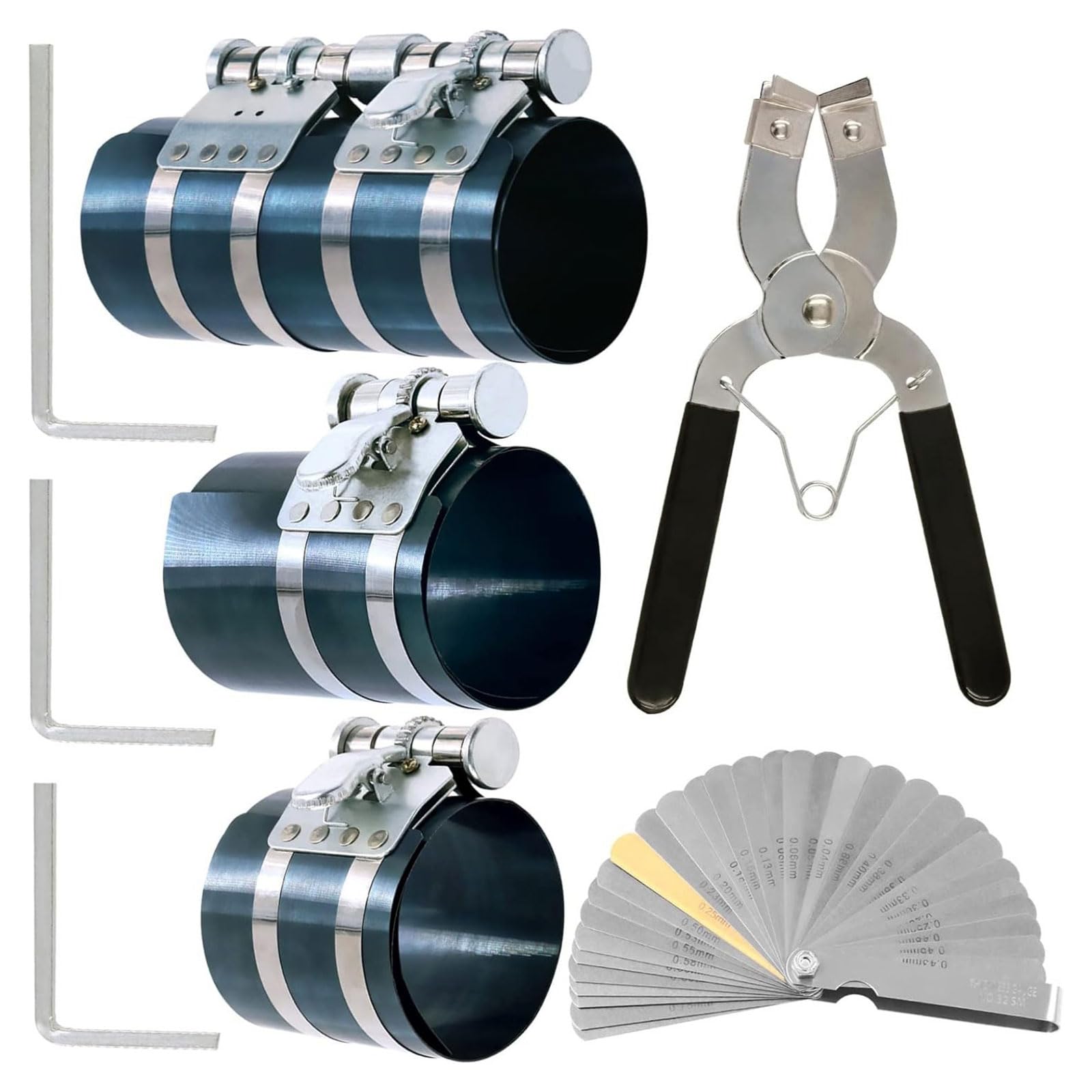 Duty Steel Piston Rings Compressor Set with Adjustable Piston Plier for Motorcycle and Auto Mechanics Truck Engine Maintenance Set