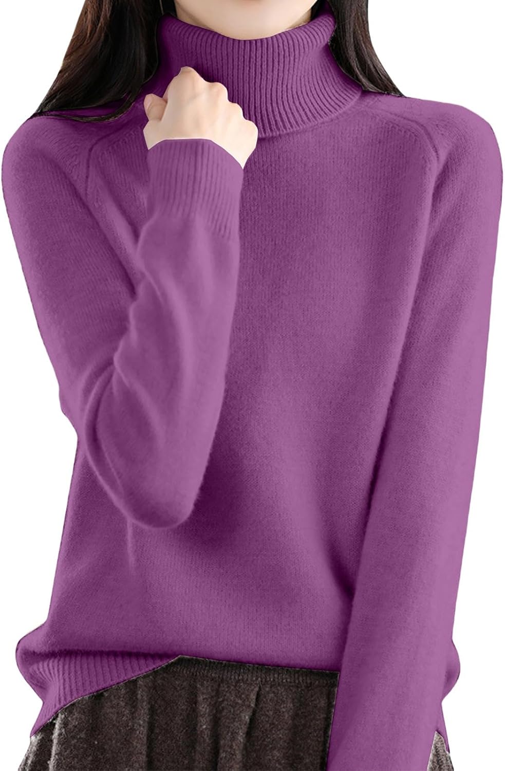 Heevina Sweaters for Women Turtleneck High Neck Thickened Long Sleeve Solid Color Base Winter Jumpers Warm Sweater