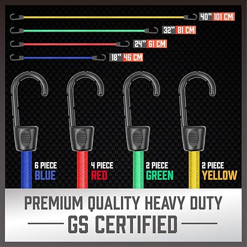 Miniatura 5 de HORUSDY Tarro surtido de 30 cuerdas elásticas de alta calidad incluye cables elásticos de 10 18 24 32 pulgadas 40 pulgadas lazos de bola de toldo de