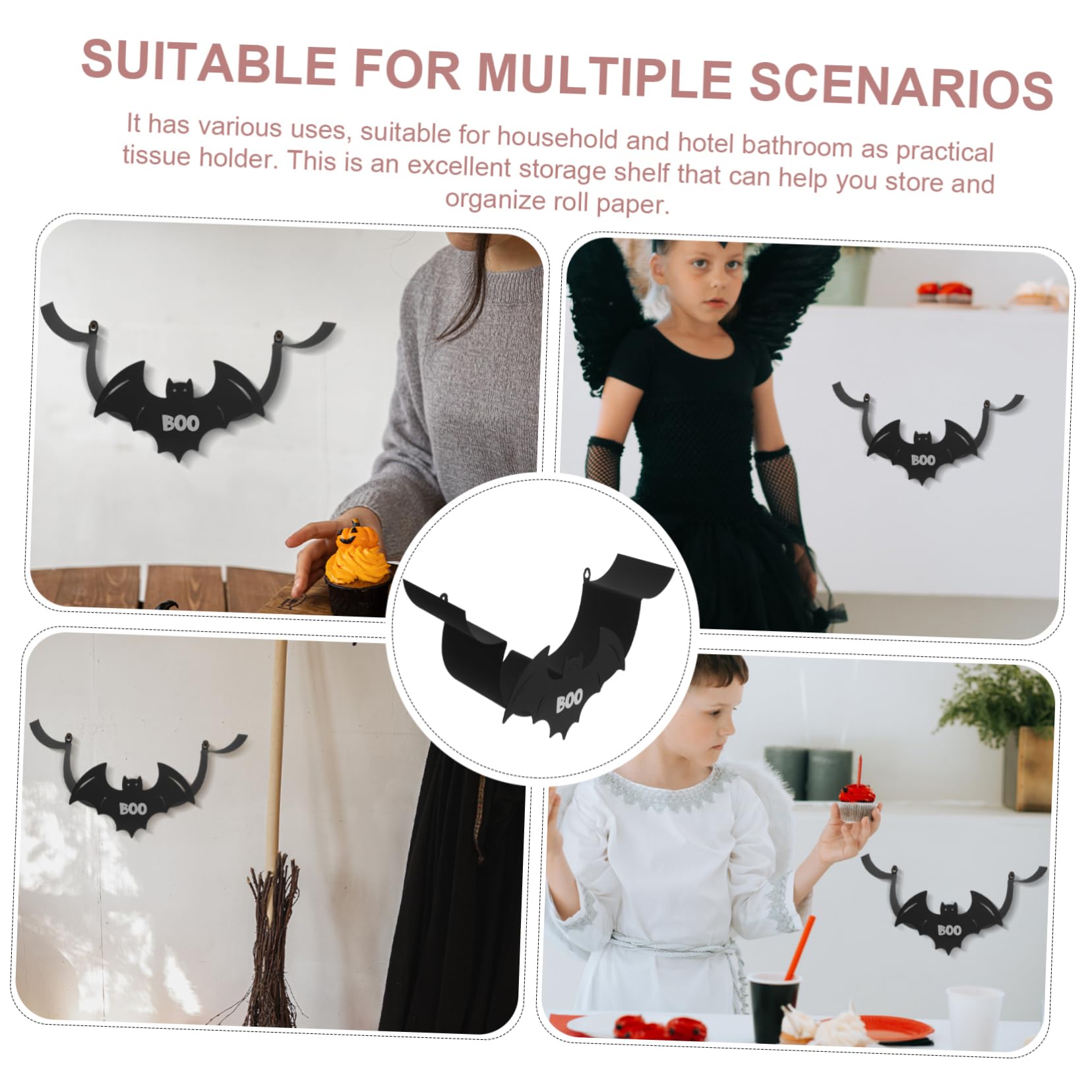 Gatuida Portarotolo Igienica da Parete Forma per Bagno Supporto in Battuto Decorazione Halloween Compatibile con Asciugamani e Rotolo