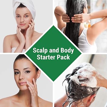 شامبو فروة الرأس وغسول الجسم والزيت والكريم لعلاج الصدفية (عبوة متعددة) (عبوة من 4 قطع)