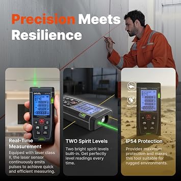 Black Canyon Laser Measuring Tool, 330ft High Accuracy 1/16 (2 mm) Laser Measure with Multi-Mode, Self-Calibration, Backlight & 99 Memory for Indoor/Outdoor Use