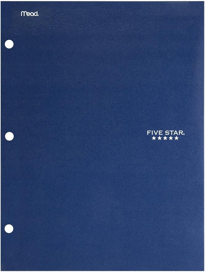 Five Star Folder, 4pocket, File Folder, Navy (Pack of 3