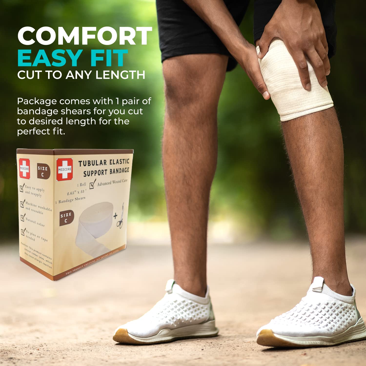 Premium Elastic Tubular Medical Bandage - Size C Stockinette, 2.65 inches x 33 Feet Plus one Pair of Medical Scissors : Industrial & Scientific