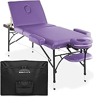 Vista 1 de Saloniture Mesa de masaje profesional portátil ligera de tres pliegues con patas de aluminio, incluye reposacabezas, soporte facial, reposabrazos