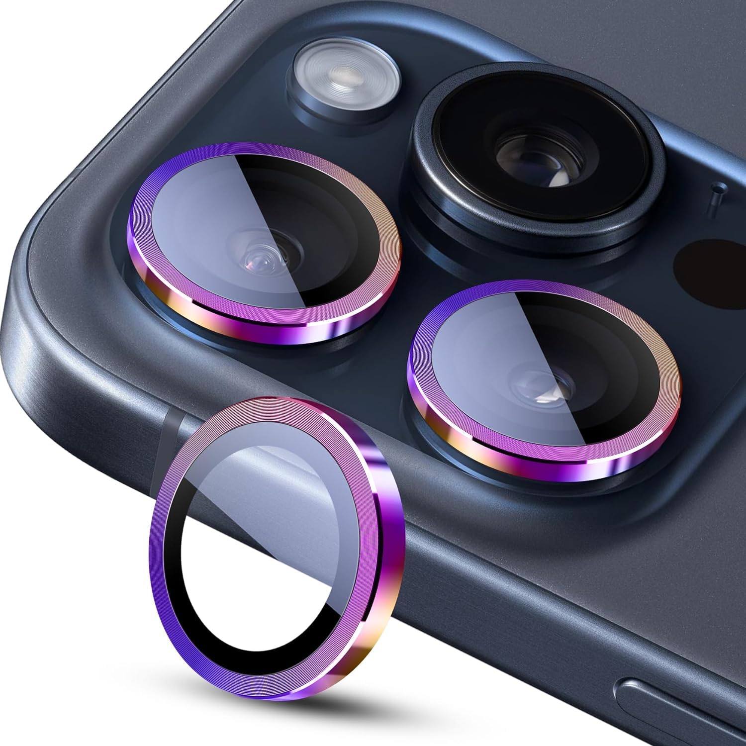 MAYABALLE® Metal Camera Lens Protector Compatible For iPhone 15 Pro/iPhone 15 Pro Max,[Anti-Scratch] Premium Tempered Glass Film Aluminium Alloy Lens Ring Cover-Rainbow (B0CTMM82ZT) Amazon Price History, Amazon Price Tracker
