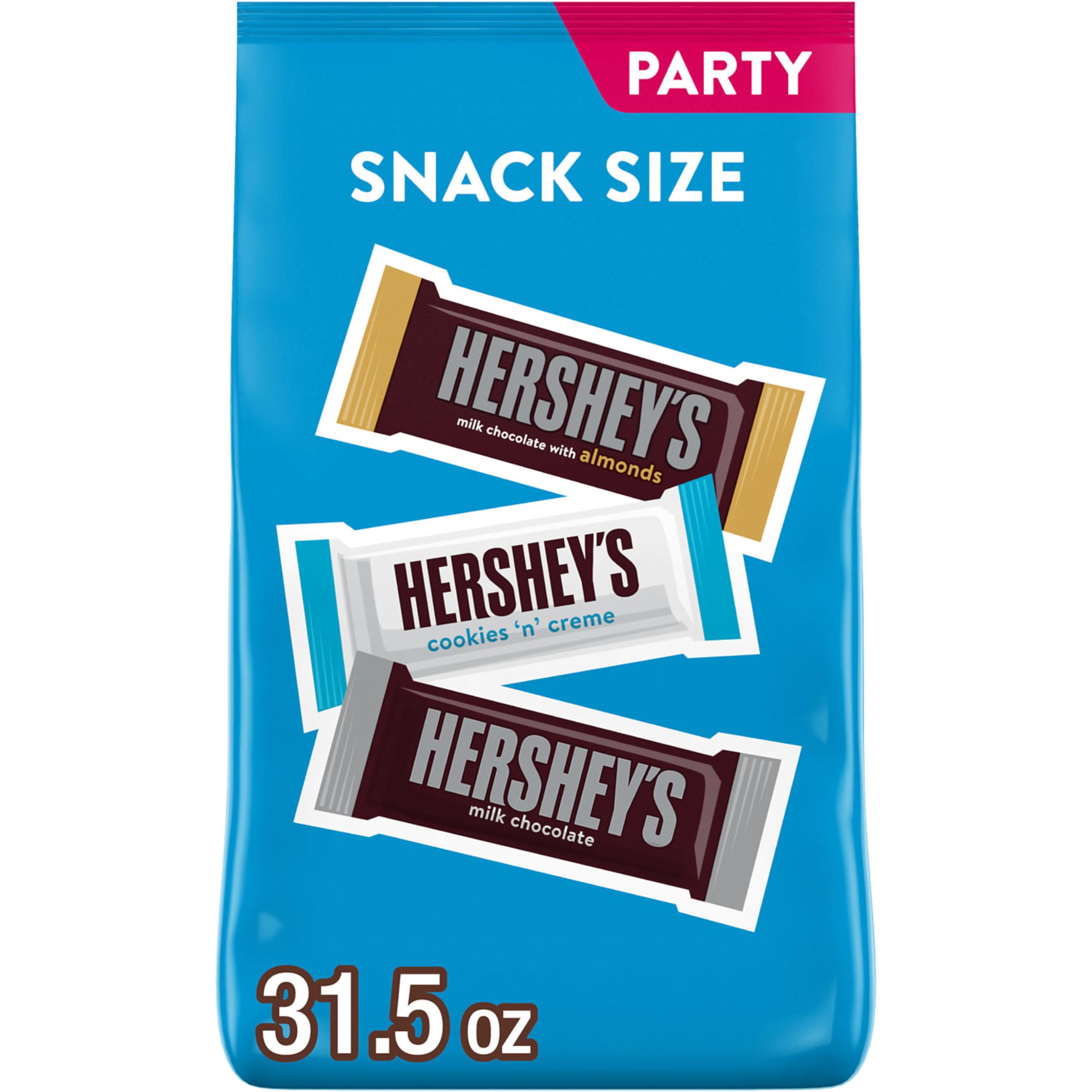 HERSHEY'S Assorted Flavored Snack Size, Candy Party Pack, 31.5 oz