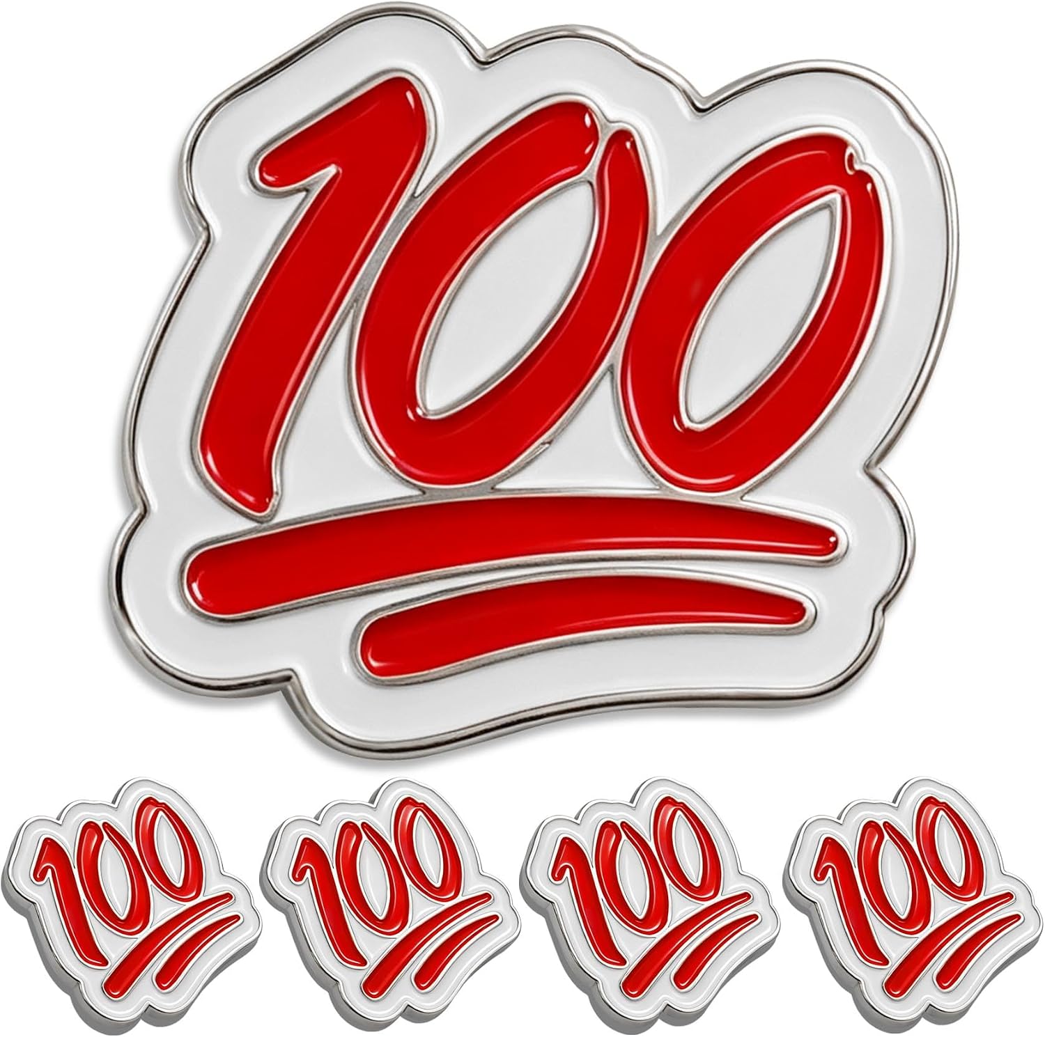 10/20/50/100Pcs Enamel One Hundred Award Lapel Pins Bulk -Collection 100% Percent 100 Keep It Real Perfect Score Exam Badge Pin Souvenir for Students Employees Gifts