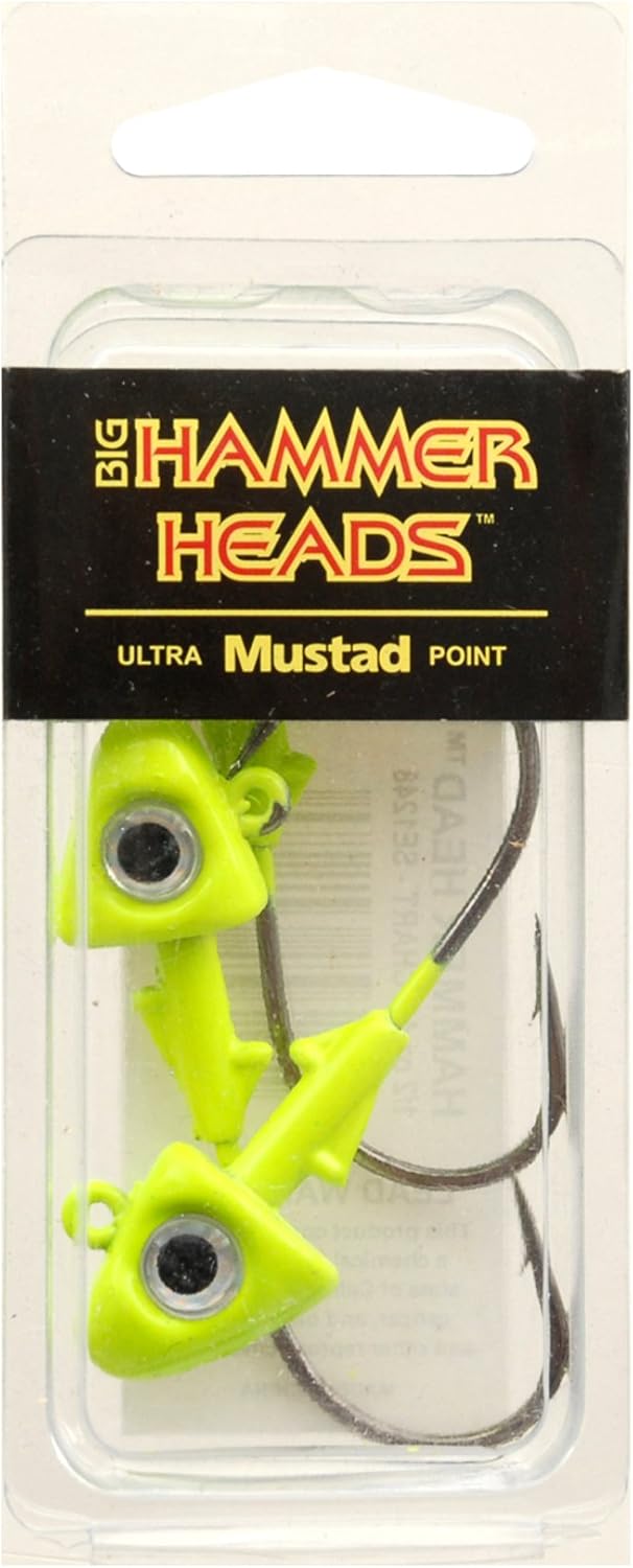 Big Hammer Jig Head with 4/0 Hook, Chartreuse, 1/2Ounce