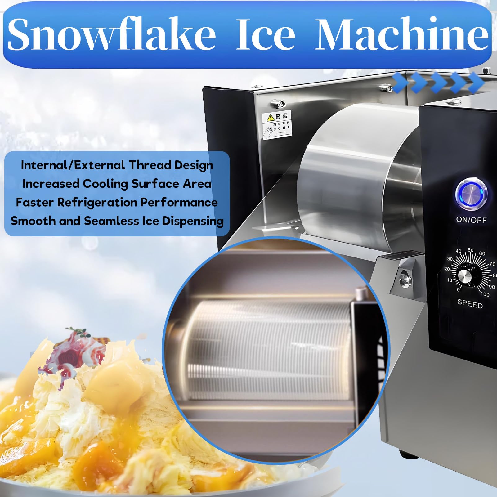 Máquina de Hielo en Escamas, fabricador de Hielo de enfriamiento rápido, máquina de Hielo automática, enfriamiento Veloz; Ideal para cafeterías, el hogar, Fiestas y reuniones. 180KG