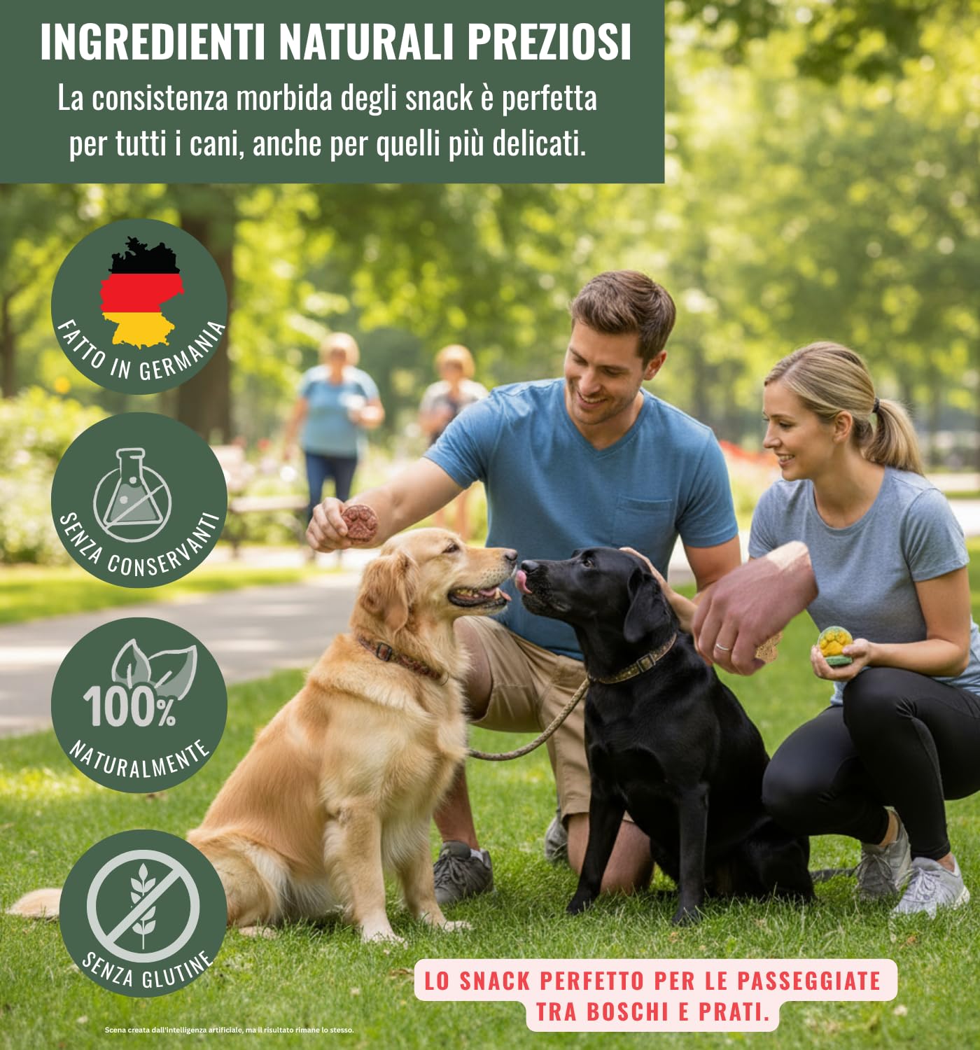 RiNa's KOOKIES - Set di 6 dolcetti per cani naturali e senza cereali con carne di selvaggina, krill e olio di cocco, snack morbido per cani, senza additivi, snack da allenamento e ricompensa