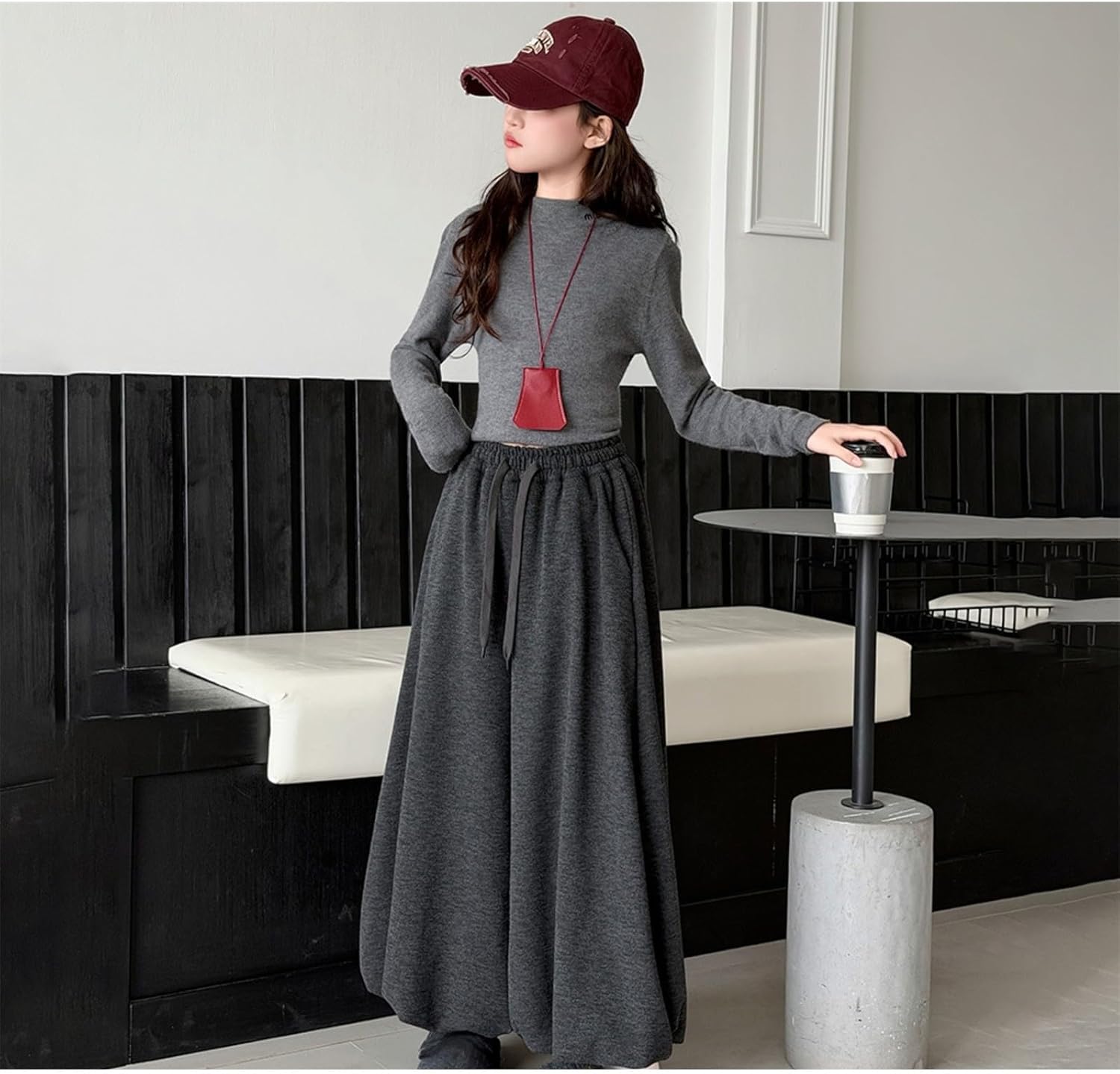 Kids Girls Fleece Sweatpants Wide Leg Oversized Elastic Waist Joggers Pants Winter Trendy Cute Athletic Pant