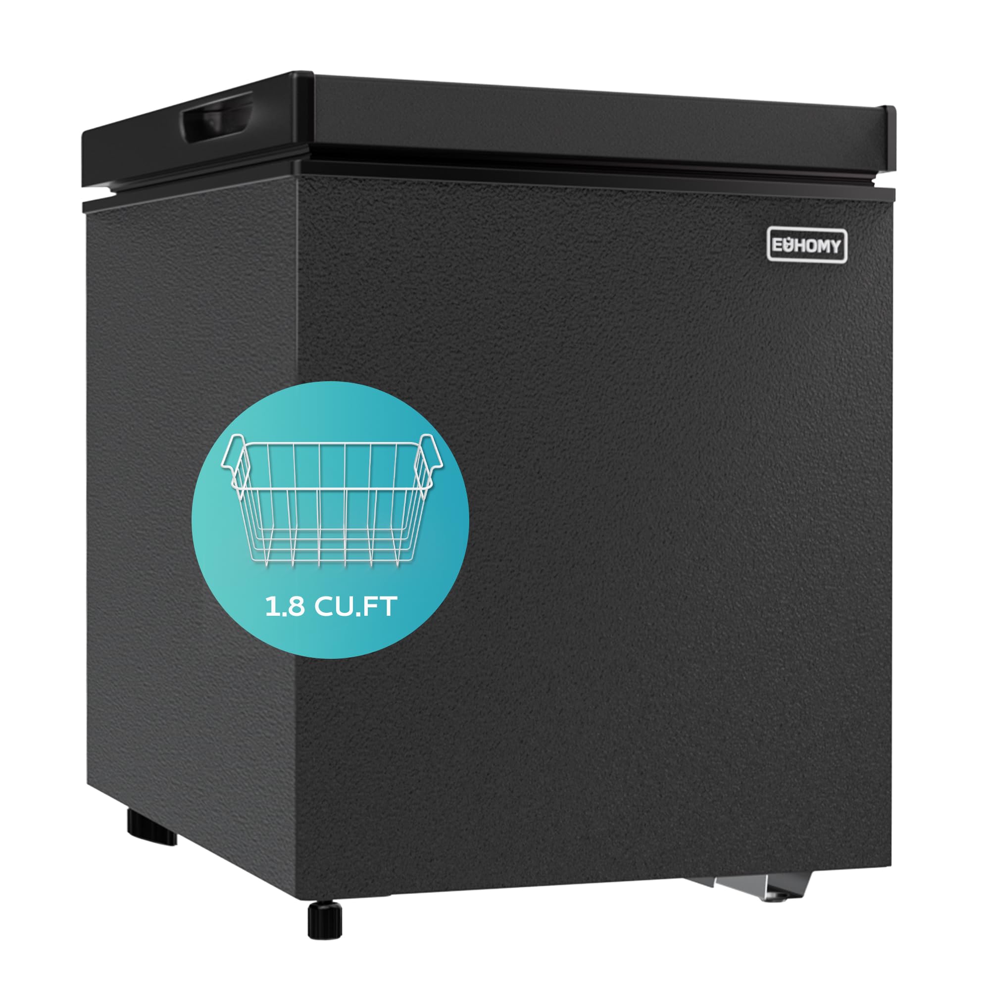 EUHOMY 1.8 Cu.Ft Chest Freezer with Removable Basket, Small Deep Freezer Adjustable Thermostat, Quiet Mini Freezer with Top Door, Energy Saving for Apartment/Garage/Basement/Dorm/Home,Black