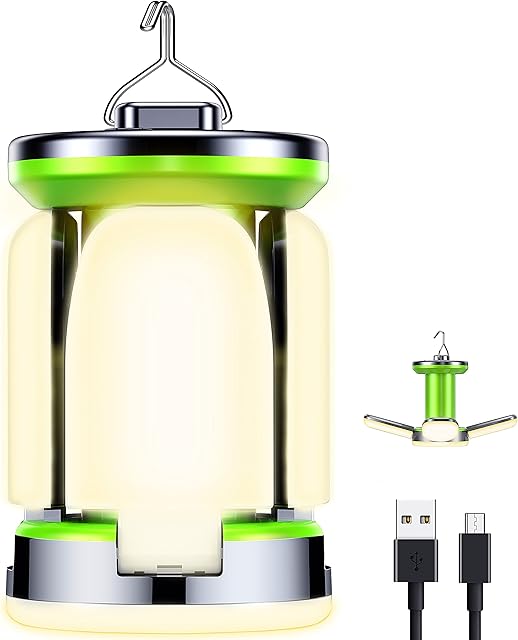 Camping Lantern Rechargeable, Blukar Camping Lights Lamp - 7 Light Modes 60 LED Ultra Bright LED Tent Light 10+ Hrs Battery Life for Camping, Emergency, Fishing, Hiking etc. (Warm Light)
