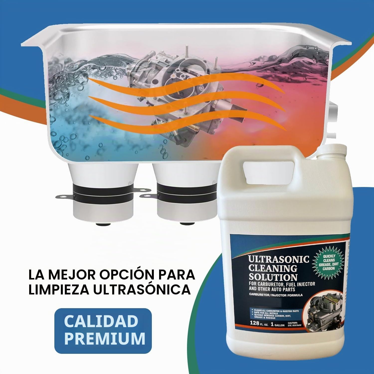 NORTHWEST ENTERPRISES Solución de limpieza ultrasónica de carburador y piezas de motor, detergente para lavadoras ultrasónicas y sumergibles, concentrado (1 galón)
